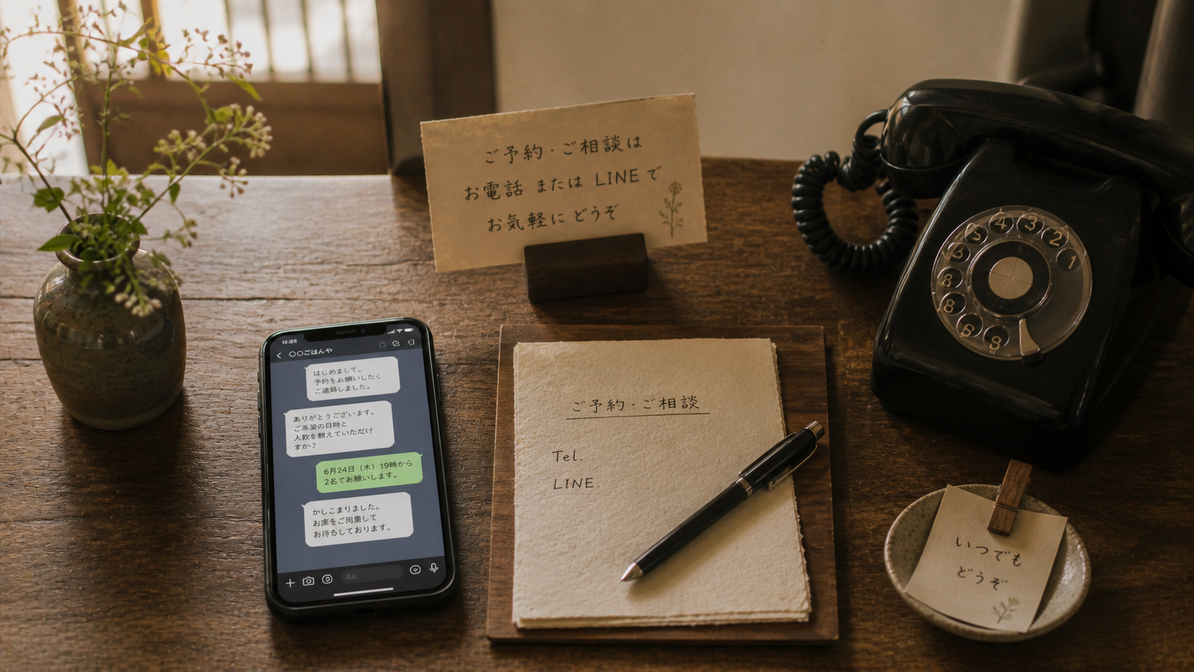 ご予約・ご相談:LINEと電話の連絡手段